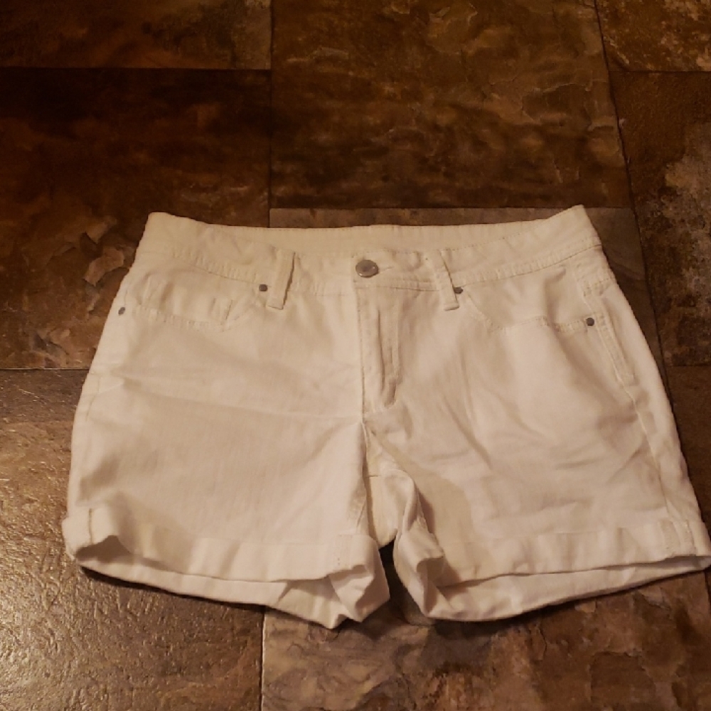 Faded Glory 8 White Cuffed Jean Denim Shorts